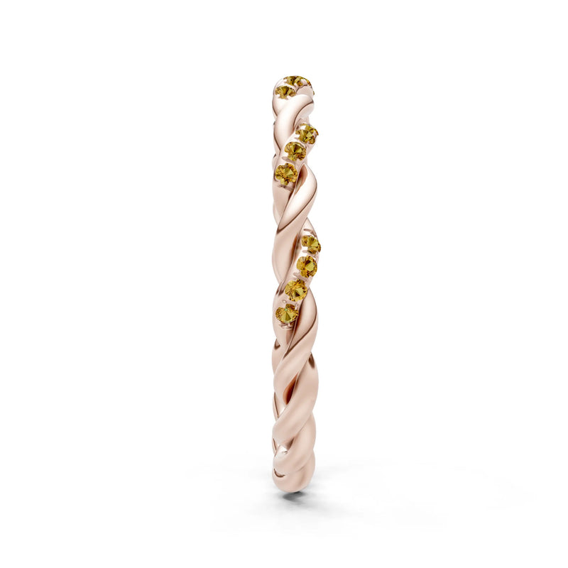 Round Gemstone Dainty Rope Twist Eternity Ring