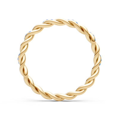Round Gemstone Dainty Rope Twist Eternity Ring