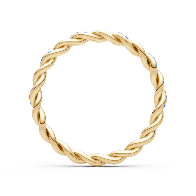 Round Gemstone Dainty Rope Twist Eternity Ring