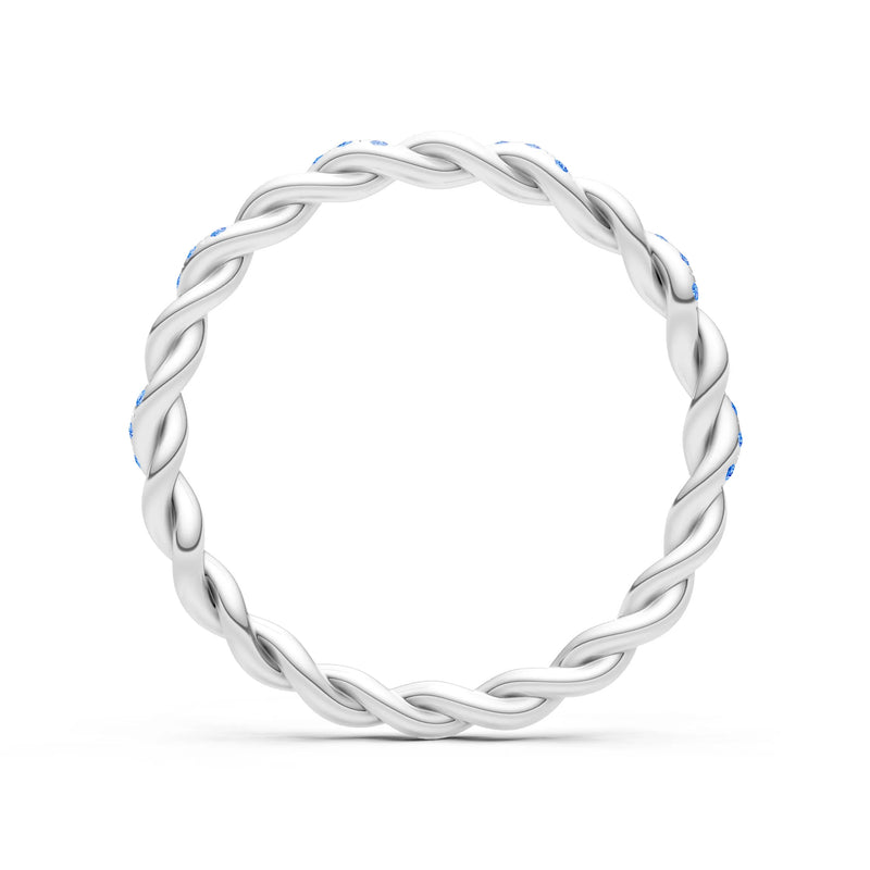 Round Gemstone Dainty Rope Twist Eternity Ring