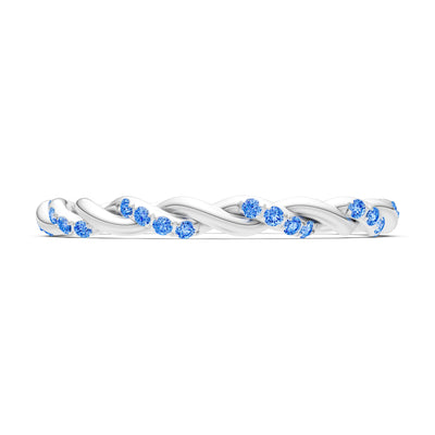 Round Gemstone Dainty Rope Twist Eternity Ring