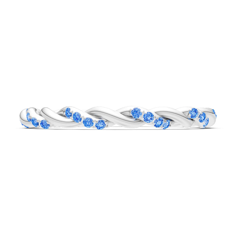 Round Gemstone Dainty Rope Twist Eternity Ring
