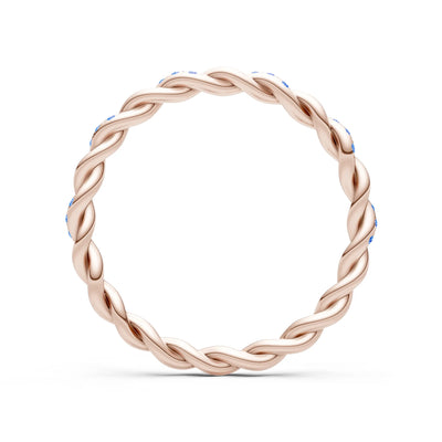 Round Gemstone Dainty Rope Twist Eternity Ring
