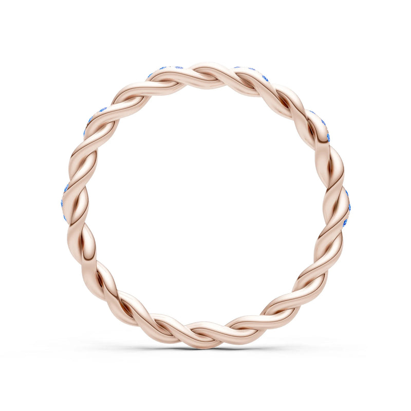 Round Gemstone Dainty Rope Twist Eternity Ring