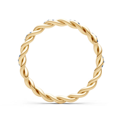 Round Gemstone Dainty Rope Twist Eternity Ring