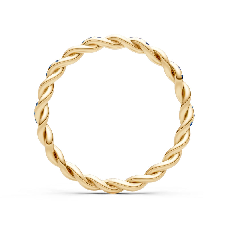 Round Gemstone Dainty Rope Twist Eternity Ring