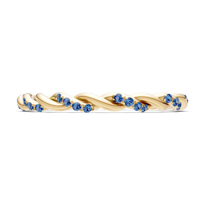 London Blue Topaz Dainty Rope Round Cut Twist Eternity Ring