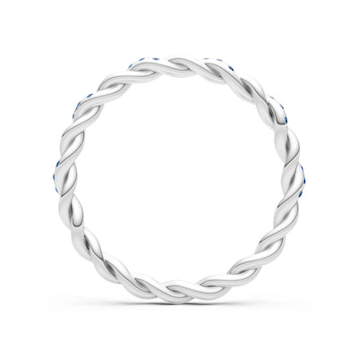 Round Gemstone Dainty Rope Twist Eternity Ring