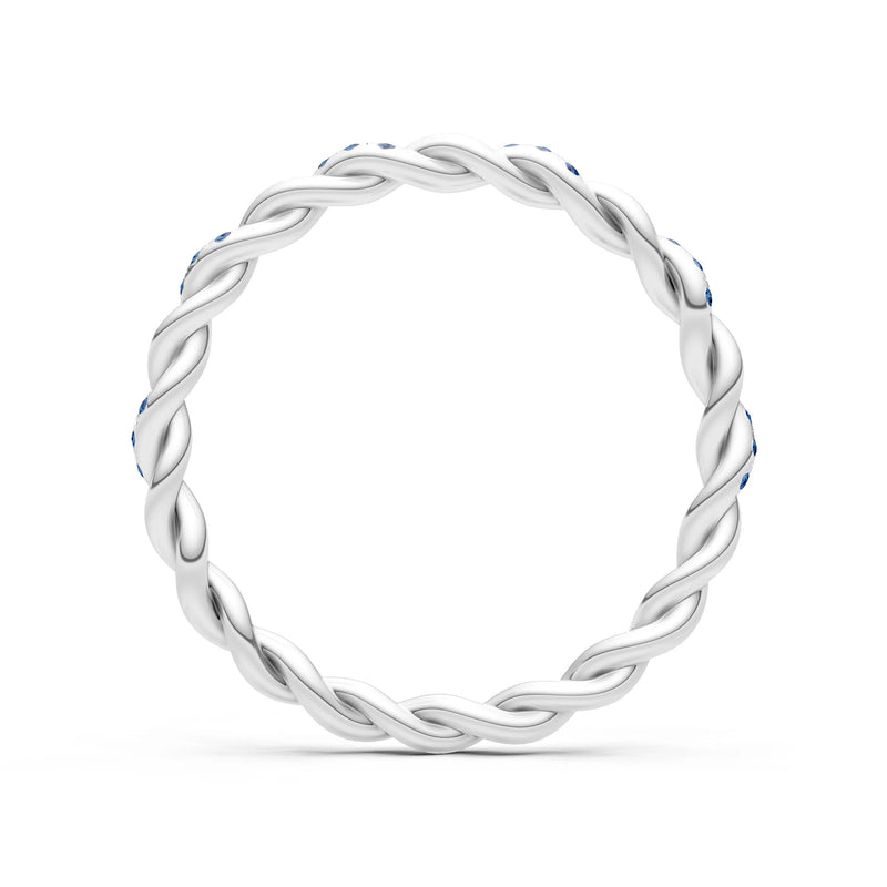 Round Gemstone Dainty Rope Twist Eternity Ring