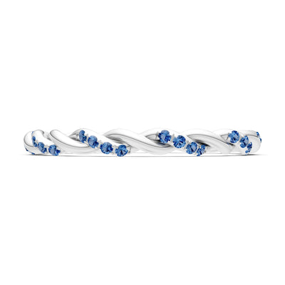 Round Gemstone Dainty Rope Twist Eternity Ring