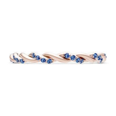 Round Gemstone Dainty Rope Twist Eternity Ring
