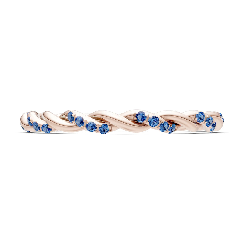 Round Gemstone Dainty Rope Twist Eternity Ring