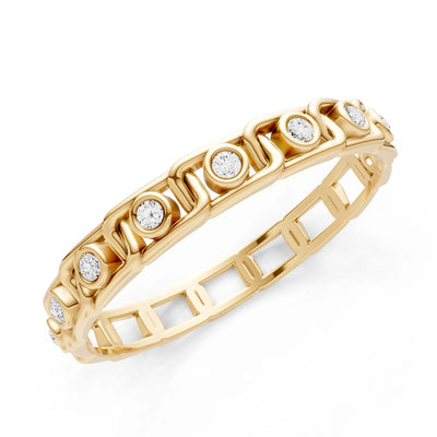Round Gemstone Dainty Gypsy Dot Station Band