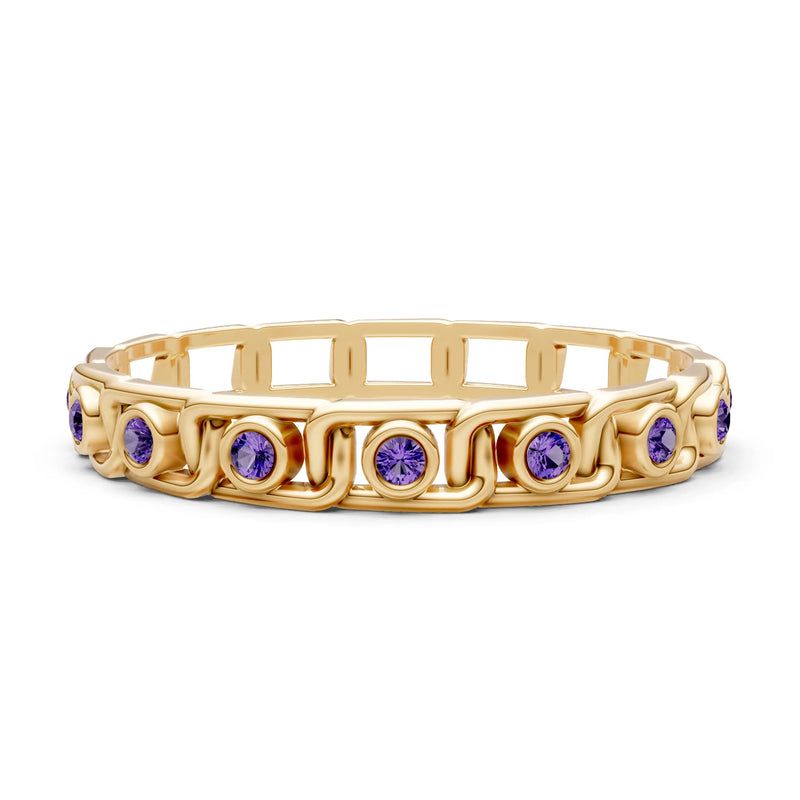 Amethyst Dainty Gypsy Dot Station Round Cut Band