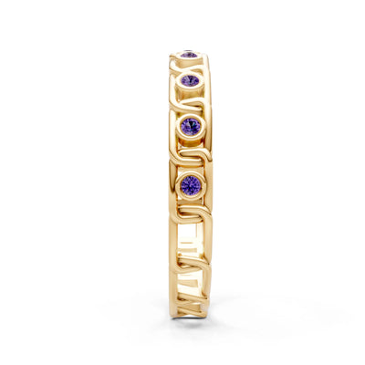 Amethyst Dainty Gypsy Dot Station Round Cut Band