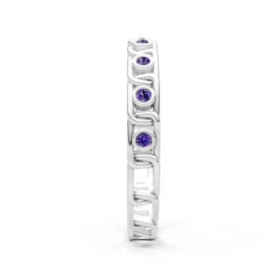 Round Gemstone Dainty Gypsy Dot Station Band