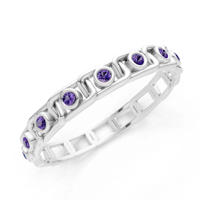 Amethyst Dainty Gypsy Dot Station Round Cut Band