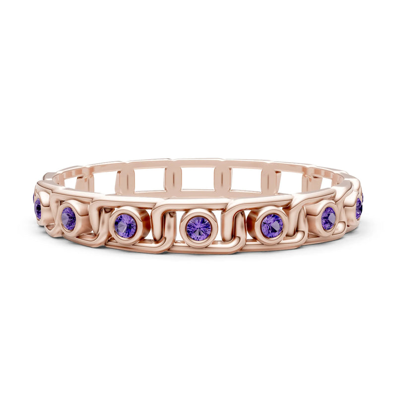 Amethyst Dainty Gypsy Dot Station Round Cut Band