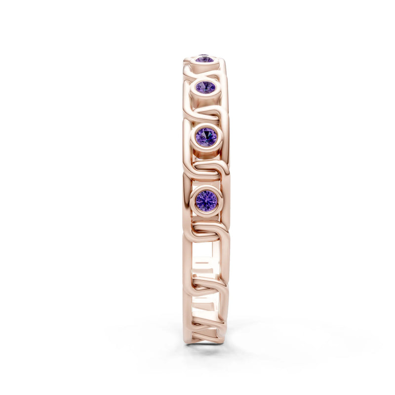 Amethyst Dainty Gypsy Dot Station Round Cut Band