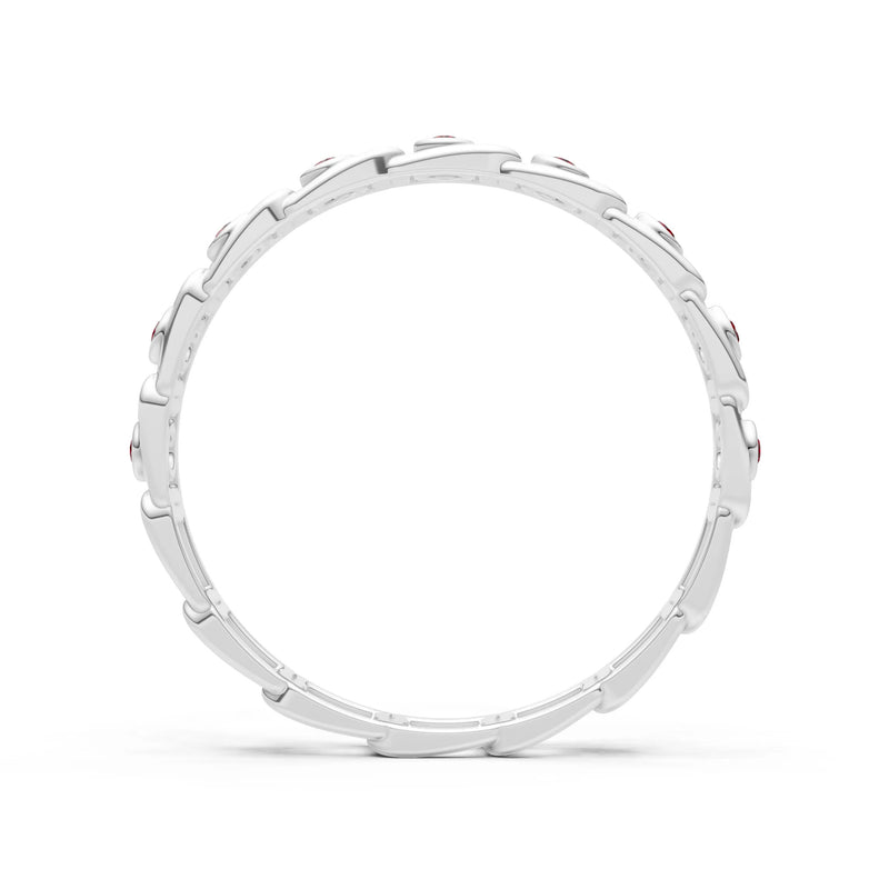 Garnet Dainty Gypsy Dot Station Round Cut Band