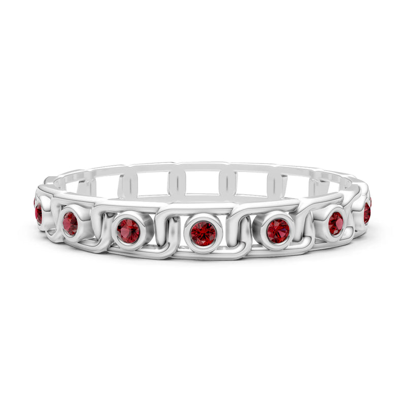 Garnet Dainty Gypsy Dot Station Round Cut Band