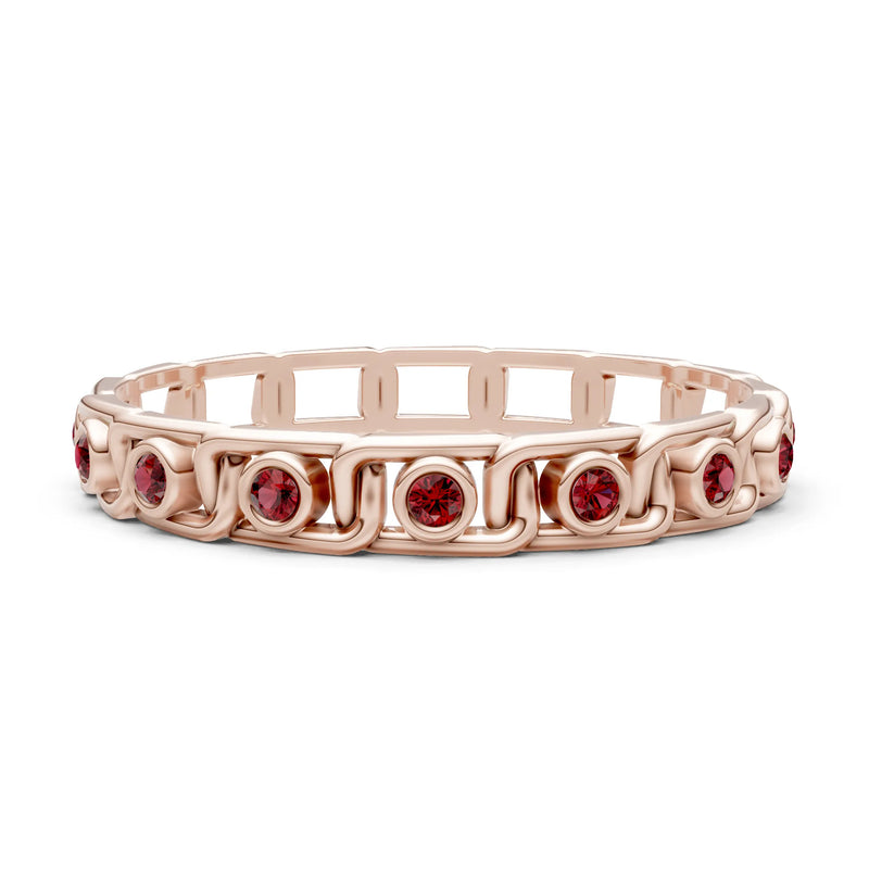 Garnet Dainty Gypsy Dot Station Round Cut Band