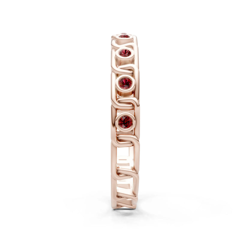 Garnet Dainty Gypsy Dot Station Round Cut Band