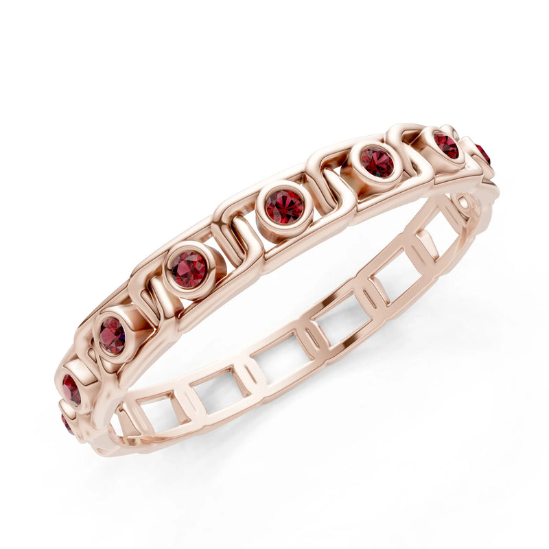 Round Gemstone Dainty Gypsy Dot Station Band