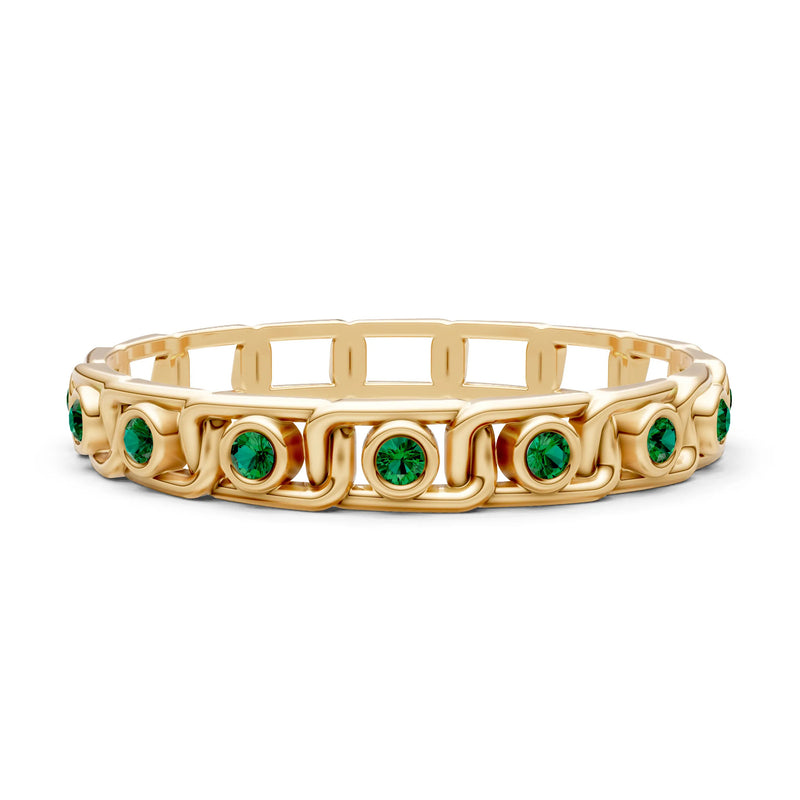 Emerald Dainty Gypsy Dot Station Round Cut Band