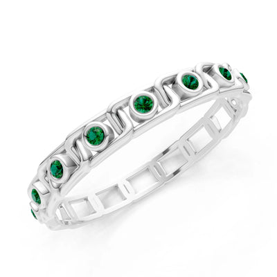 Round Gemstone Dainty Gypsy Dot Station Band