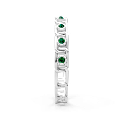 Emerald Dainty Gypsy Dot Station Round Cut Band