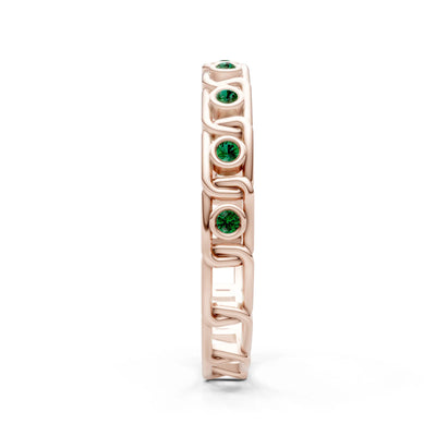 Emerald Dainty Gypsy Dot Station Round Cut Band