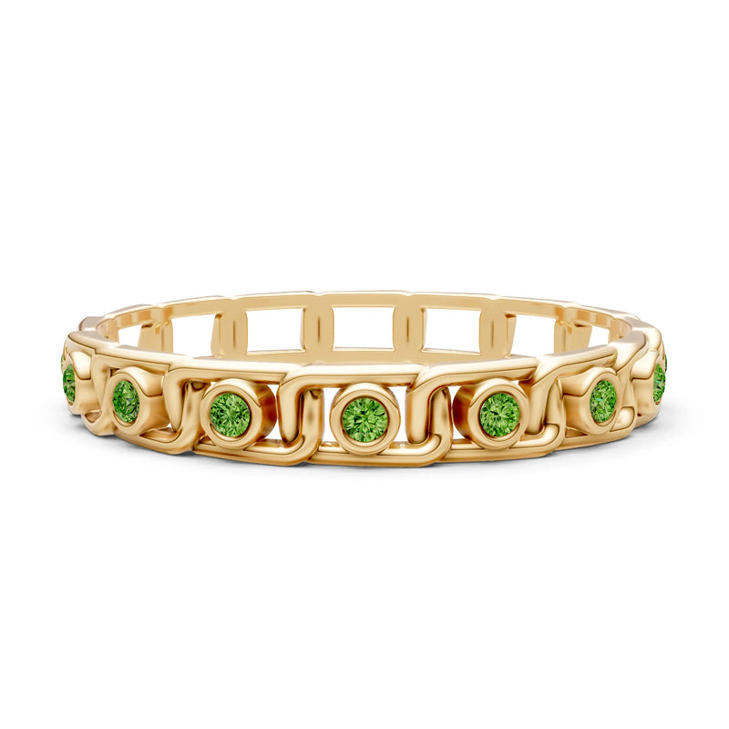 Peridot Dainty Gypsy Dot Station Round Cut Band