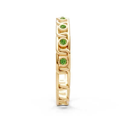 Peridot Dainty Gypsy Dot Station Round Cut Band