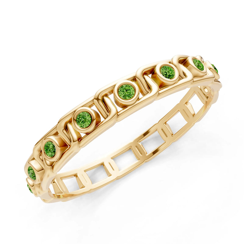 Round Gemstone Dainty Gypsy Dot Station Band
