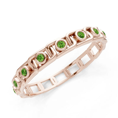 Peridot Dainty Gypsy Dot Station Round Cut Band