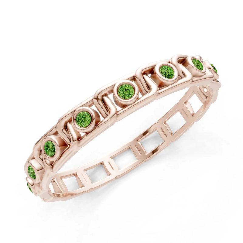 Peridot Dainty Gypsy Dot Station Round Cut Band