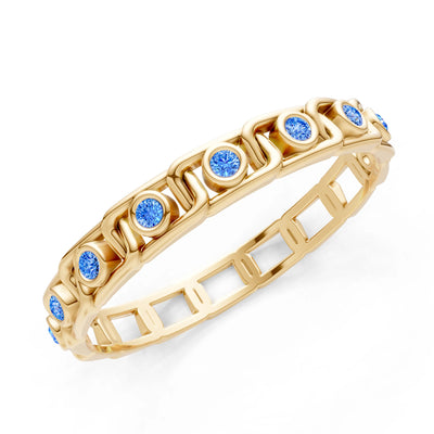 Round Gemstone Dainty Gypsy Dot Station Band