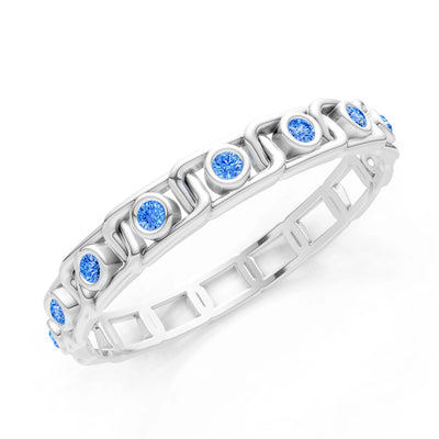 Round Gemstone Dainty Gypsy Dot Station Band