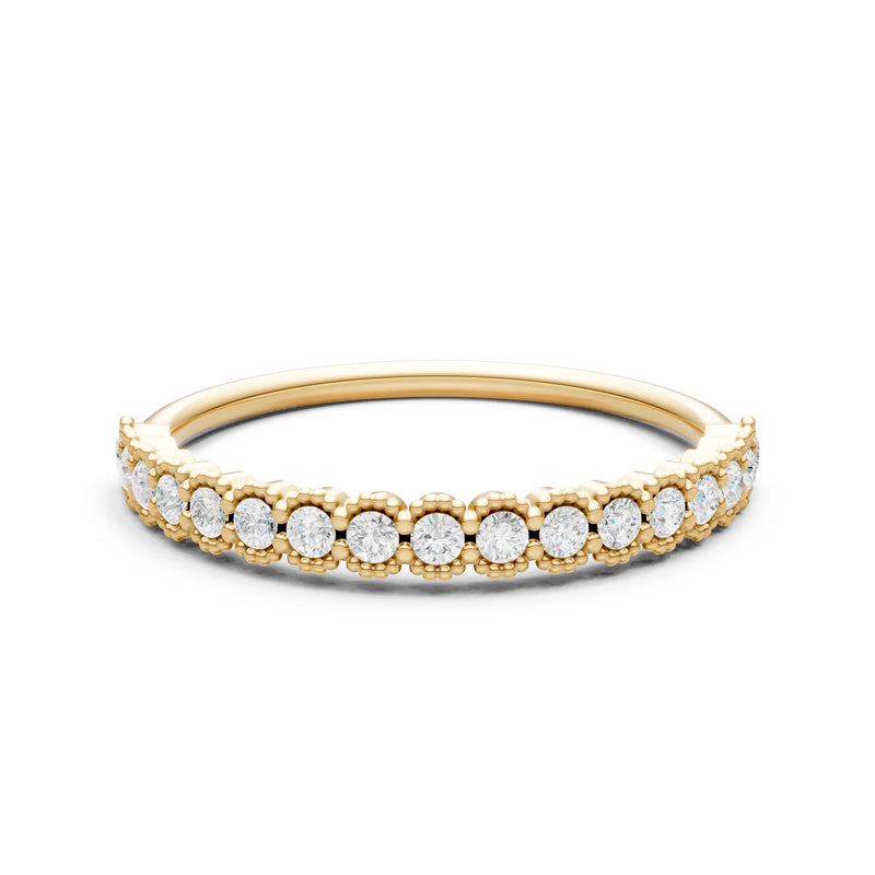 Diamond Dainty Round Cut U-Scallop Eternity Ring