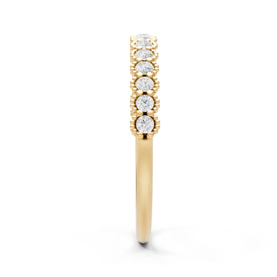 Diamond Dainty Round Cut U-Scallop Eternity Ring