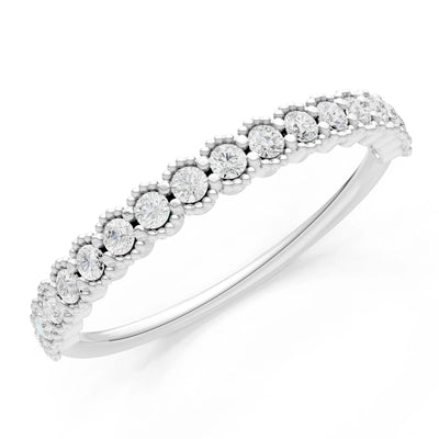 Dainty Round Cut U-Scallop Eternity Ring