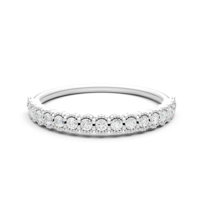 Diamond Dainty Round Cut U-Scallop Eternity Ring