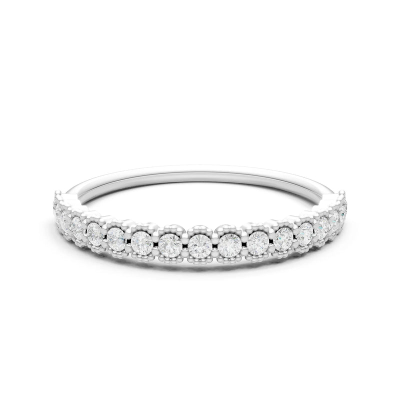 Diamond Dainty Round Cut U-Scallop Eternity Ring