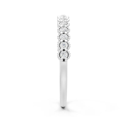 Diamond Dainty Round Cut U-Scallop Eternity Ring