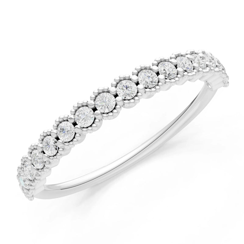 Diamond Dainty Round Cut U-Scallop Eternity Ring