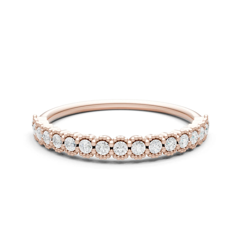 Diamond Dainty Round Cut U-Scallop Eternity Ring
