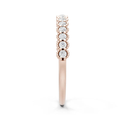 Diamond Dainty Round Cut U-Scallop Eternity Ring