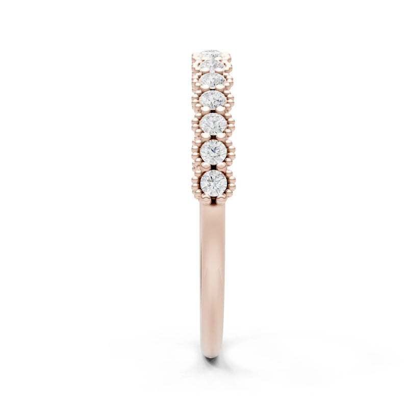 Diamond Dainty Round Cut U-Scallop Eternity Ring
