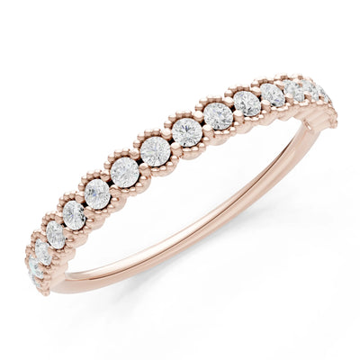 Diamond Dainty Round Cut U-Scallop Eternity Ring